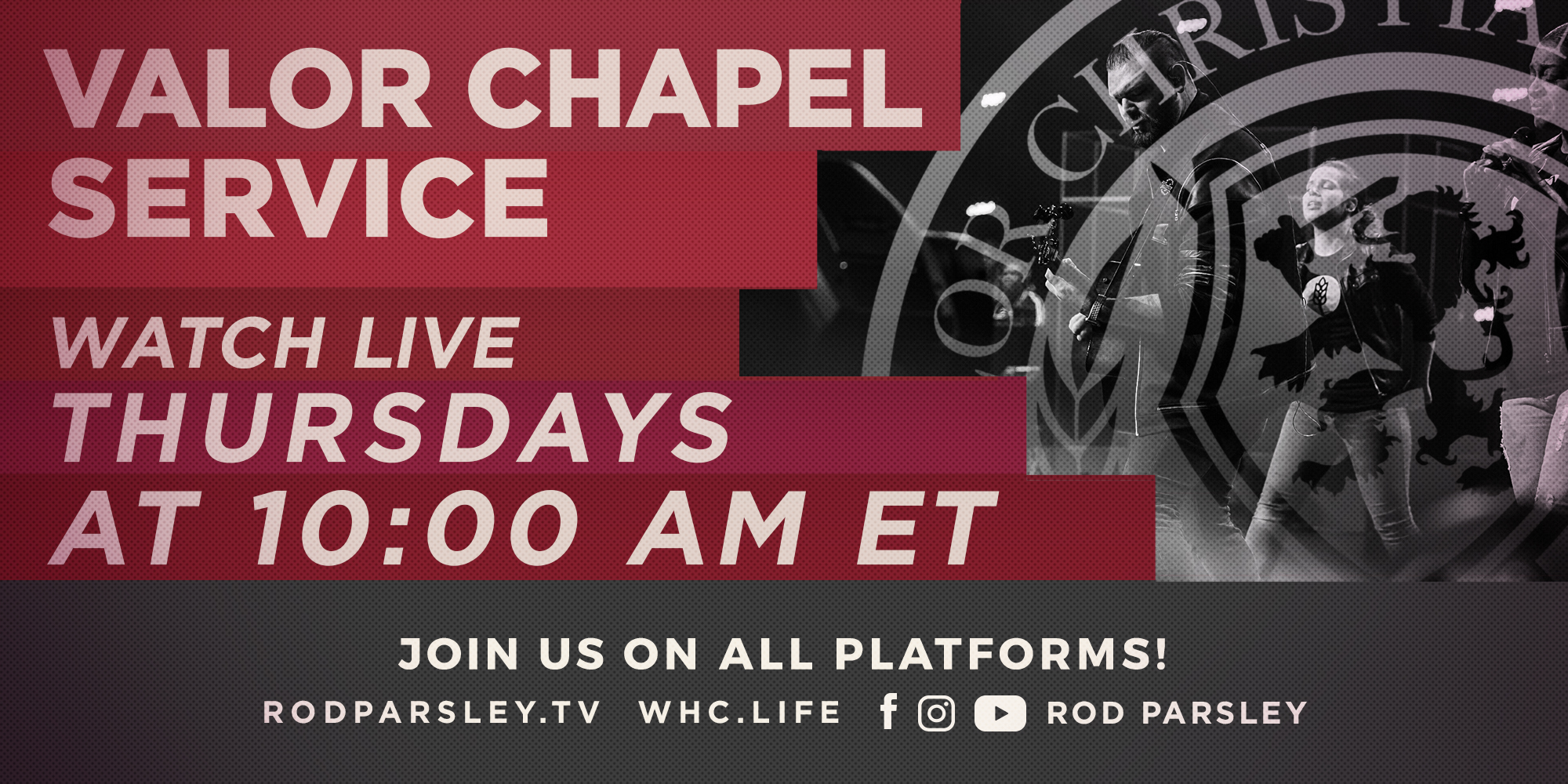 Join us at 10am on All Platforms! Rodpasley.Tv · WhcLife · Facebook Instagram Youtube Rod Parsley Thursday
