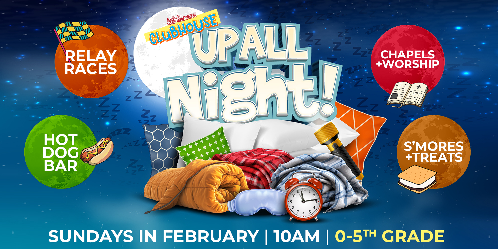 Relay Races - Hot Dog Bar - Chapels and Worship - S'mores and Treats - Sunday Mornings in February at 10:00 am 0-5th Grade